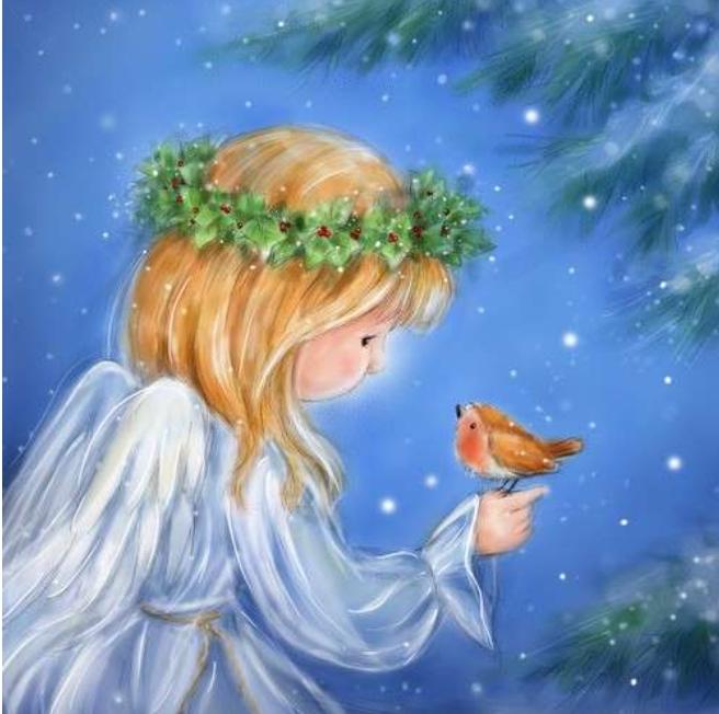Angel Girl Bird Winter Paper Napkin - Luncheon Size