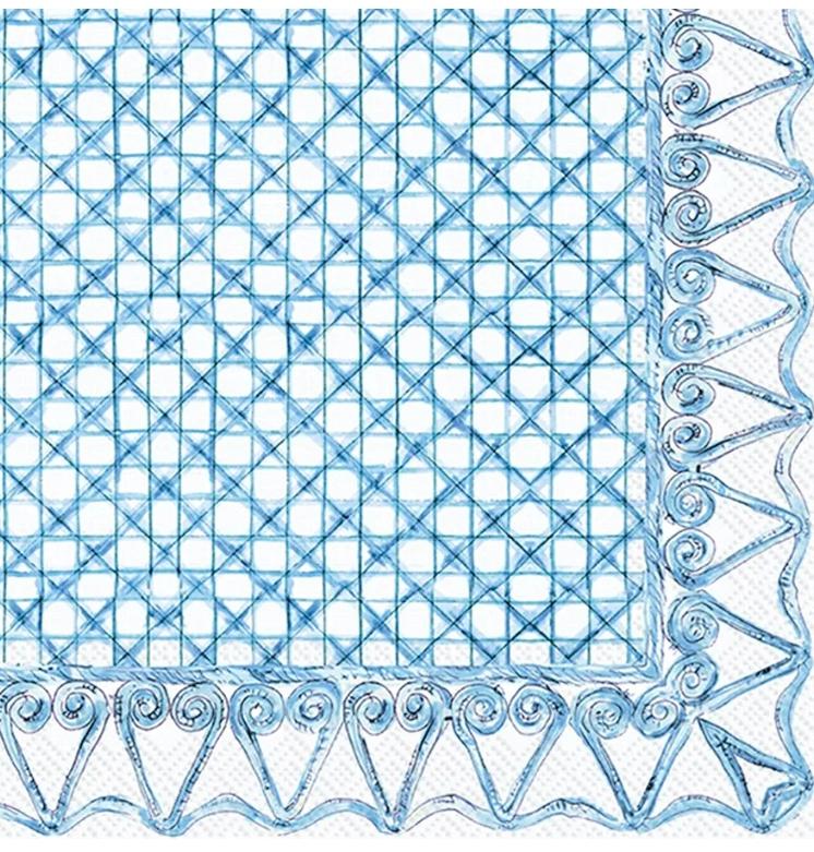 Blue Cane Paper Napkin - Cocktail Size