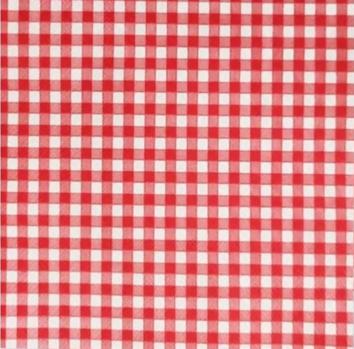 Red Plaid Gingham Paper Napkin - Luncheon Size