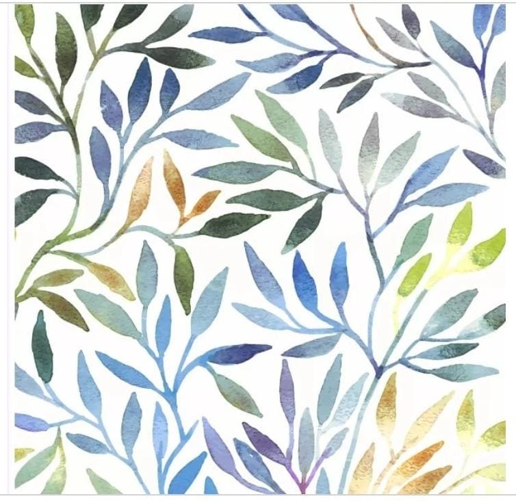 Blue & White Leaves Paper Napkin - Luncheon Size
