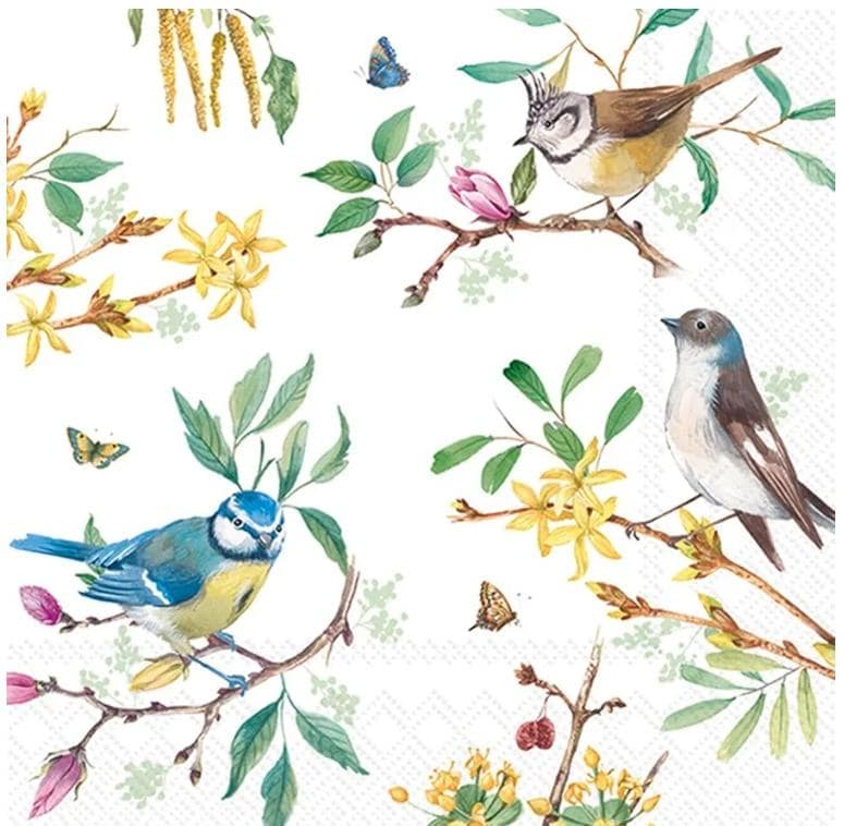 Birds & Branches Spring Flower Napkin - Luncheon Size