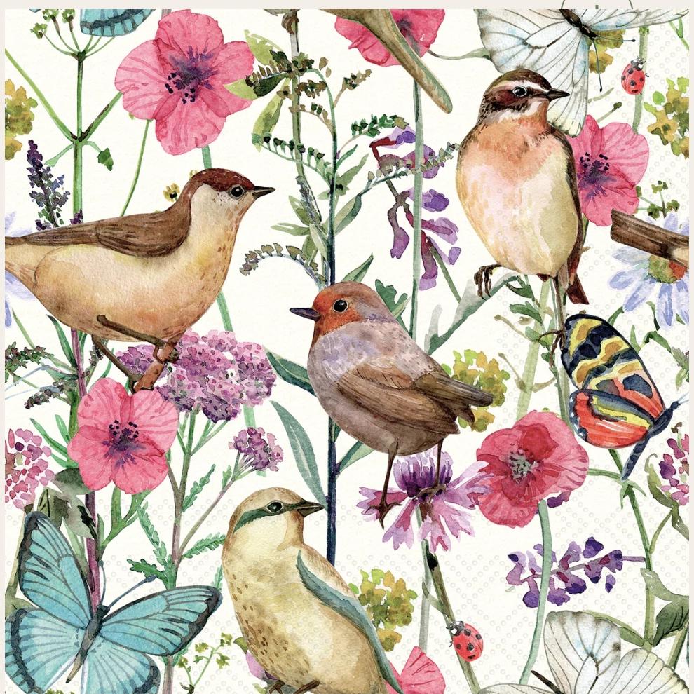 Bird Spring Paper Napkin - Cocktail Size