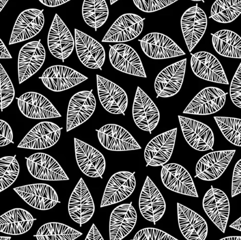 Black and White Leaf Leaves Paper Napkin - Cocktail Size