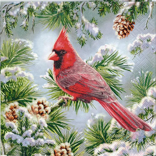 Christmas Cardinal Paper Napkin - Luncheon Size