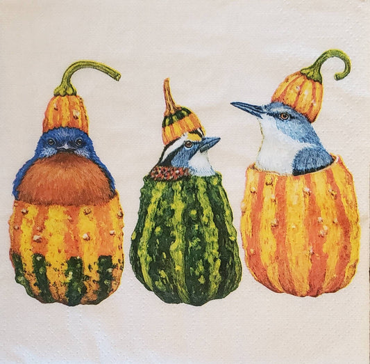 Fall Blue Birds Paper Napkin - Cocktail Size