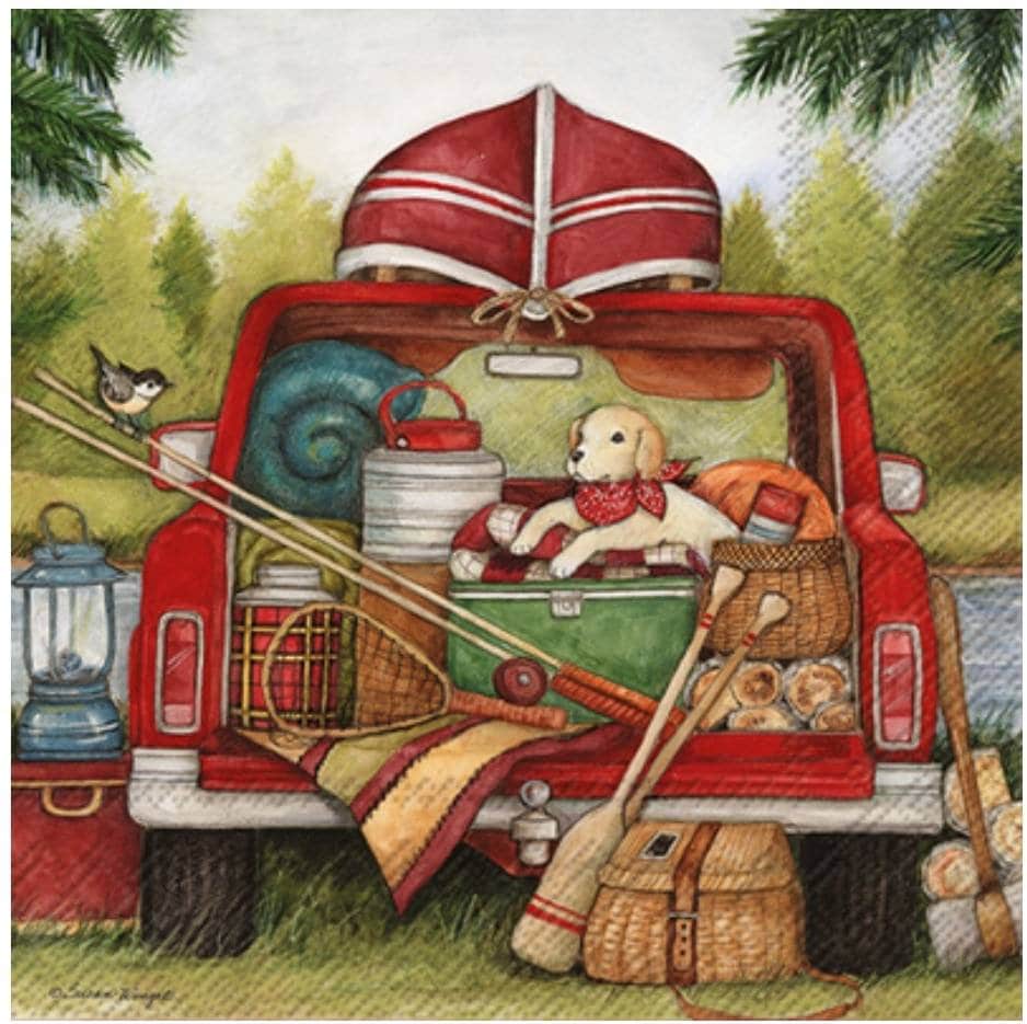 Truck & Canoe Paper Napkin - Cocktail Size