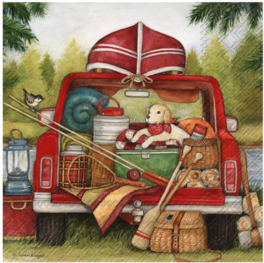 Truck & Canoe Paper Napkin - Cocktail Size