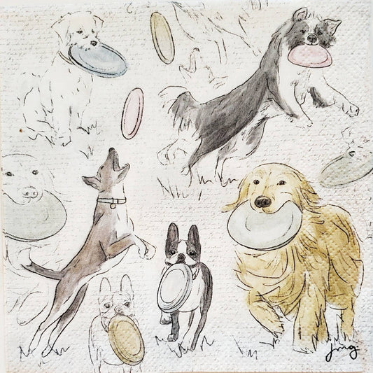 Dog Park Play Paper Napkin - Cocktail Size