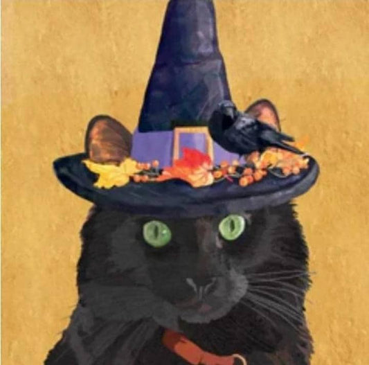 Cat Witch Paper Napkin - Cocktail Size