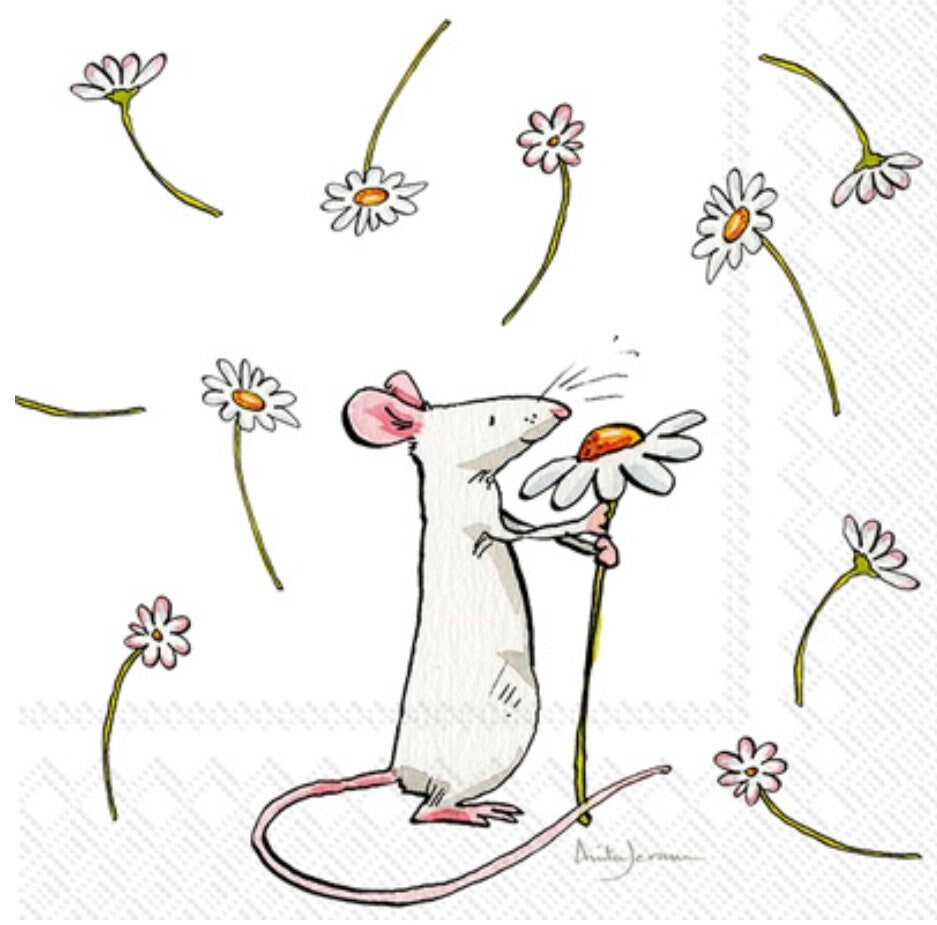Daisy Mouse Paper Napkin - Cocktail Size