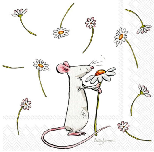 Daisy Mouse Paper Napkin - Cocktail Size