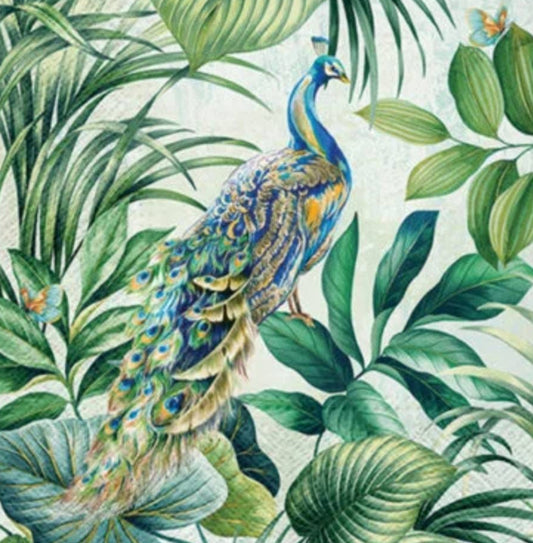 Peacock Paper Napkin - Luncheon Size