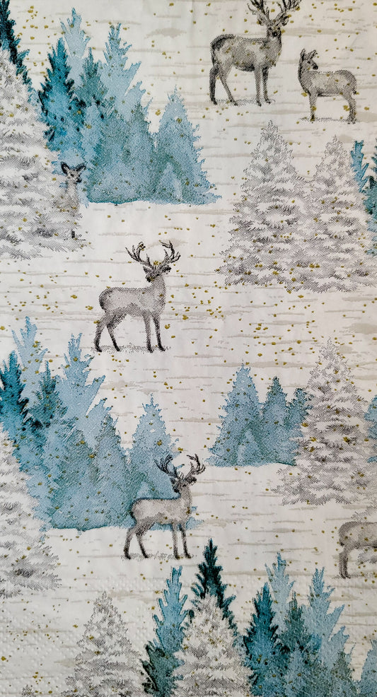 Silver Deer Paper Napkin -  Guest Size