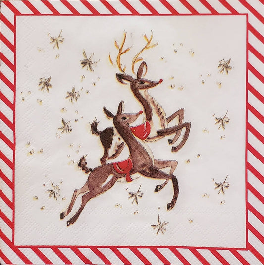 Reindeer Paper Napkin - Cocktail Size