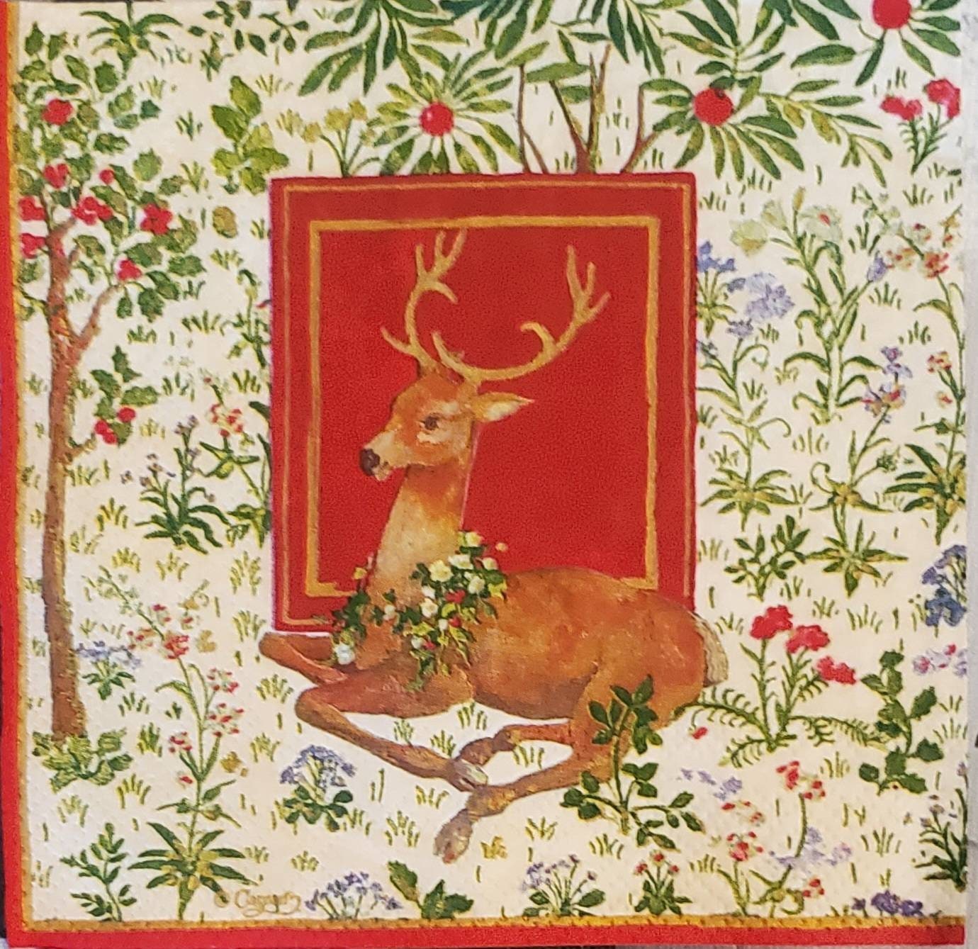 Winter Deer Paper Napkin - Cocktail Size