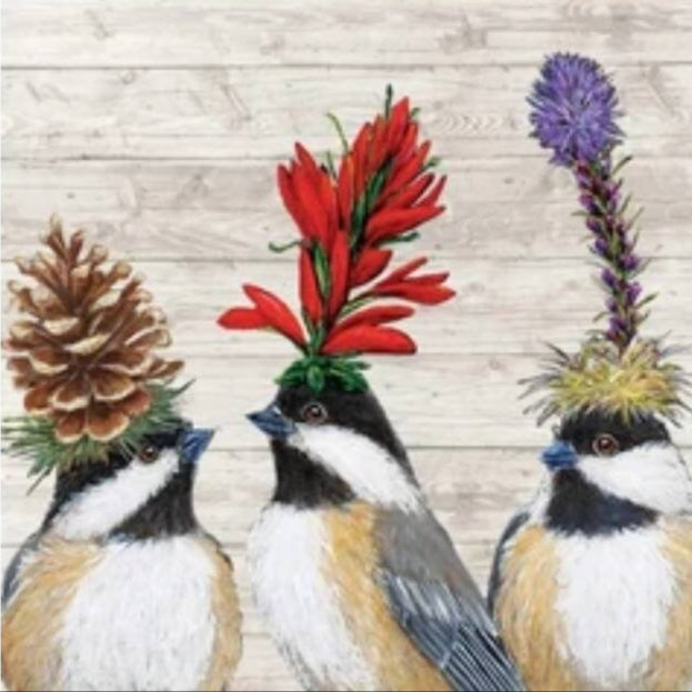 Chickadee Birds Paper Napkin - Cocktail Size