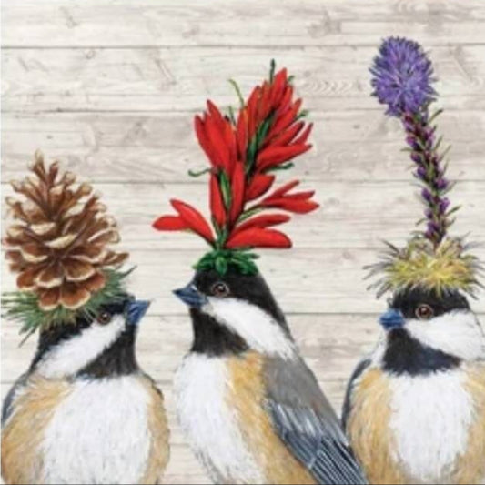 Chickadee Birds Paper Napkin - Cocktail Size