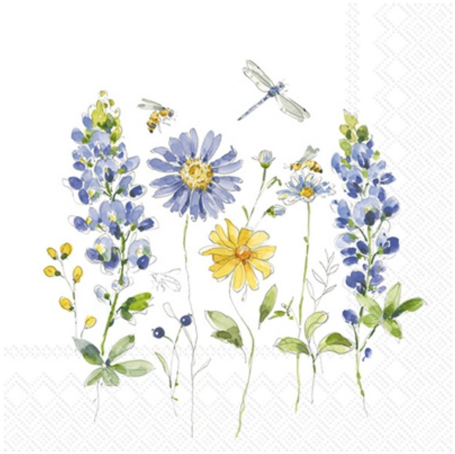 Yellow & Blue Scatter Flowers - Cocktail Size
