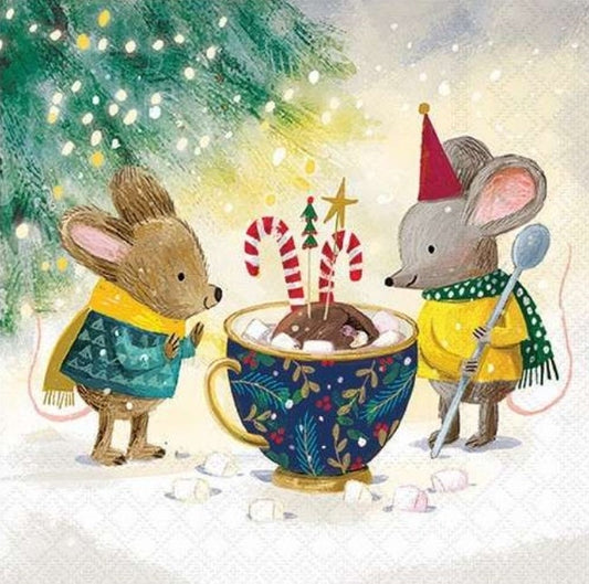 Christmas Mice Paper Napkin - Luncheon Napkin