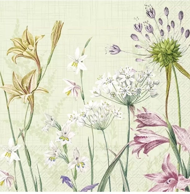 Wildflower Grasses Paper Napkin - Cocktail Size