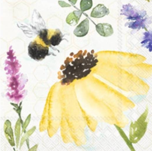 a painting of two bees on a flower