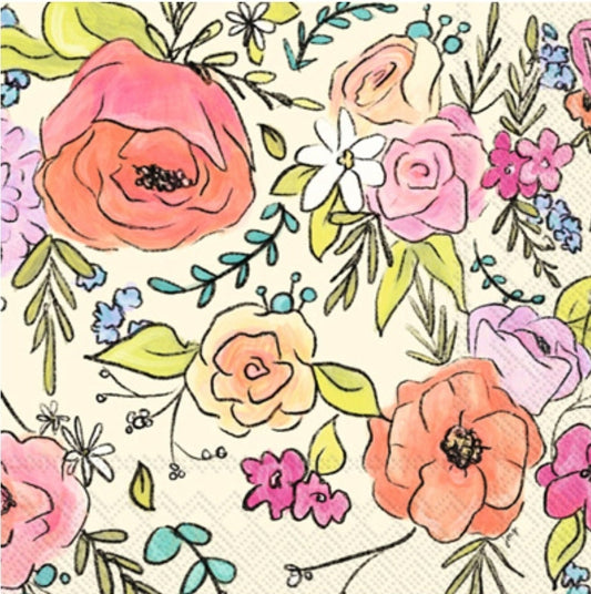 Rose Paper Napkin - Cocktail Size