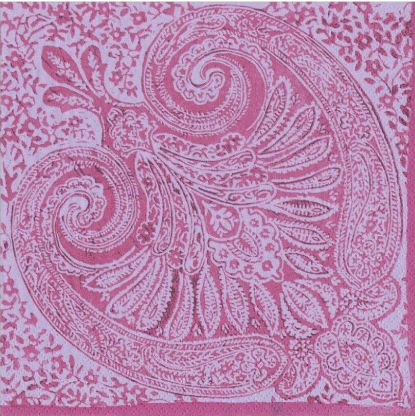 Pink Paisley Paper Napkin - Luncheon Size