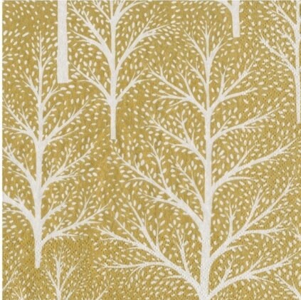 Gold Winter Tree Paper Napkin - Cocktail Size