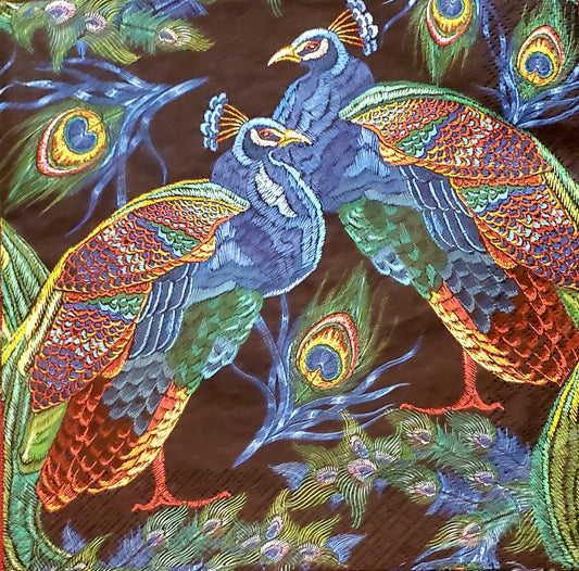 Peacock Paper Napkin - Luncheon Size