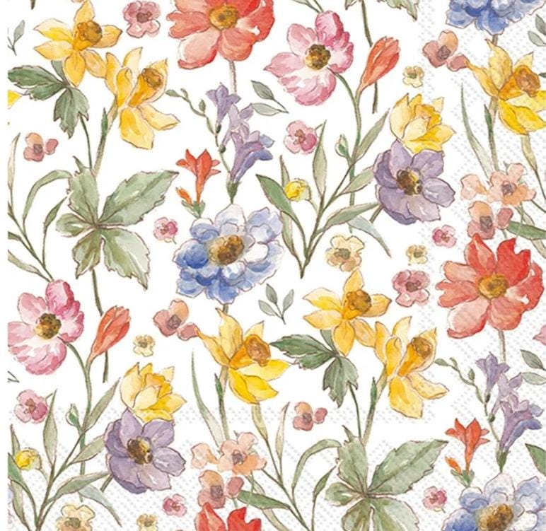 Wildflower Collage Paper Napkin - Cocktail Size