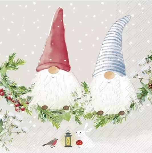 Christmas Gnome Paper Napkin - Cocktail Size
