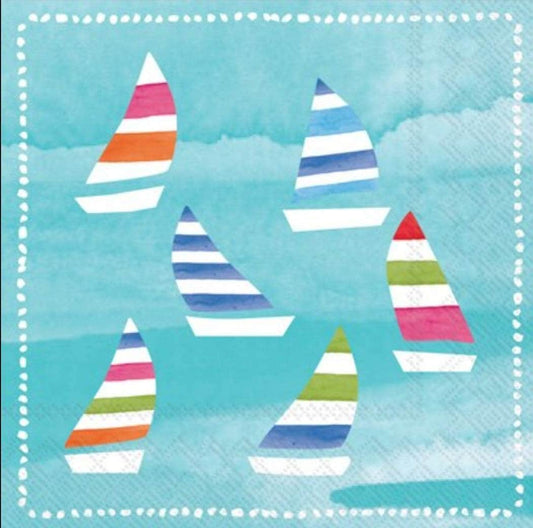 Sailboat Ocean Paper Napkin - Cocktail Size