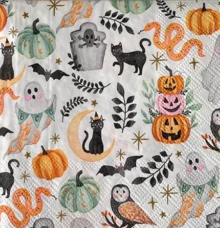 Halloween Collage Paper Napkin - Cocktail Size