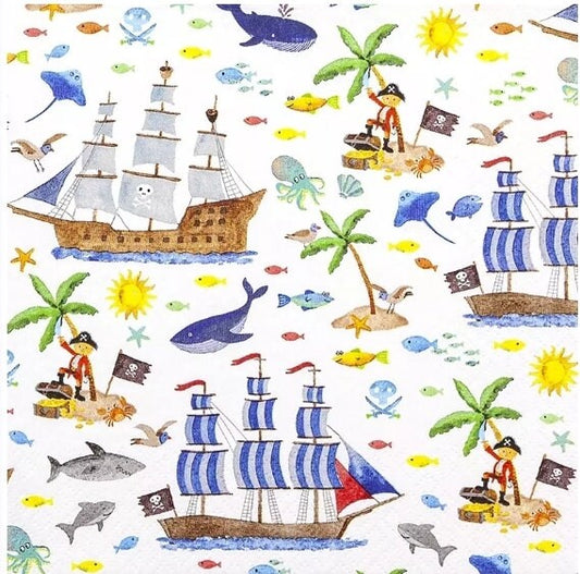 Pirate Ship Paper Napkin - Luncheon Size