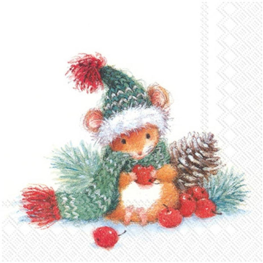 Christmas Mouse Paper Napkin - Cocktail Size