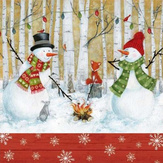 Snowman & Fox Paper Napkin - Luncheon Size