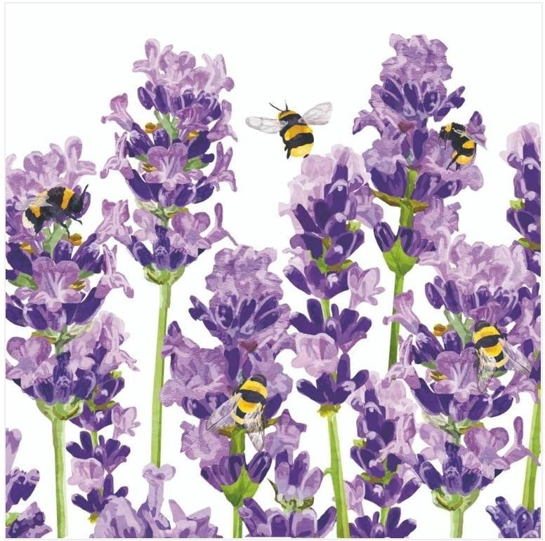Bee Lavender Paper Napkin - Cocktail Size