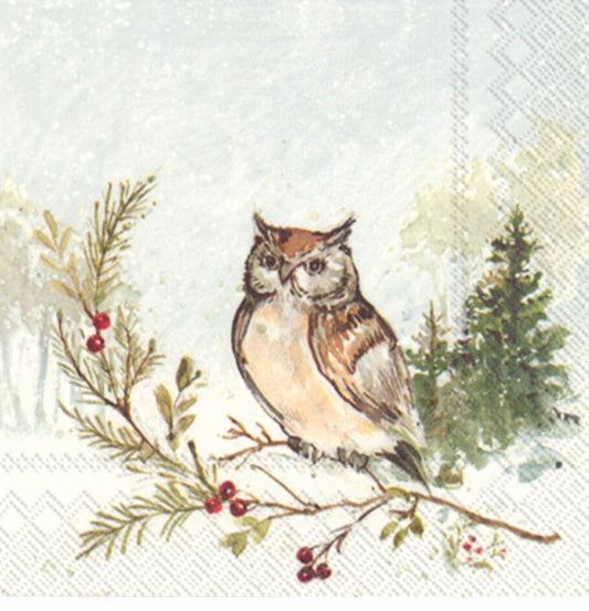 Owl Paper Napkin - Cocktail Size