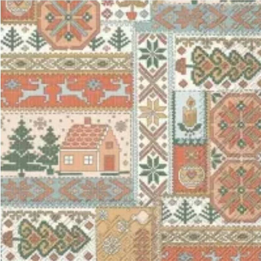Christmas Quilt Paper Napkin - Cocktail Size