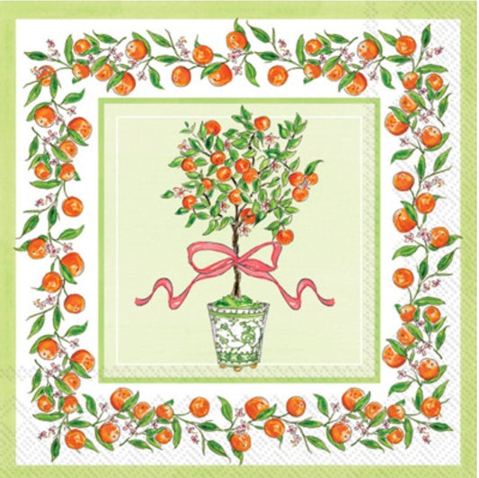 Orange Topiary Paper Napkin - Cocktail Size
