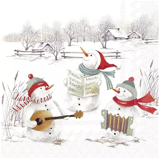 Snowman Band Paper Napkin - Cocktail Size