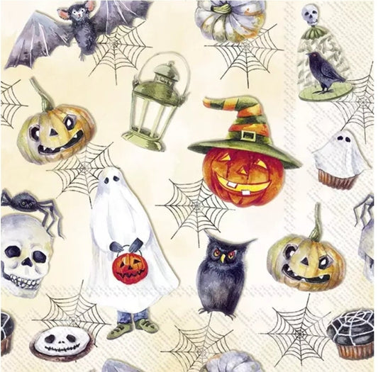 Halloween Collage Paper Napkin - Cocktail Size