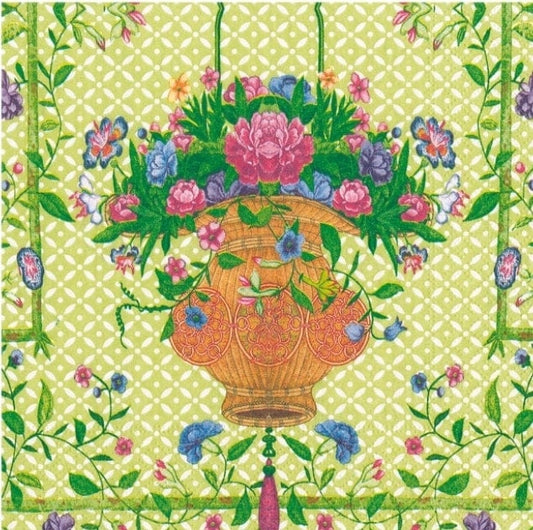 Flower Basket Paper Napkin - Cocktail Size