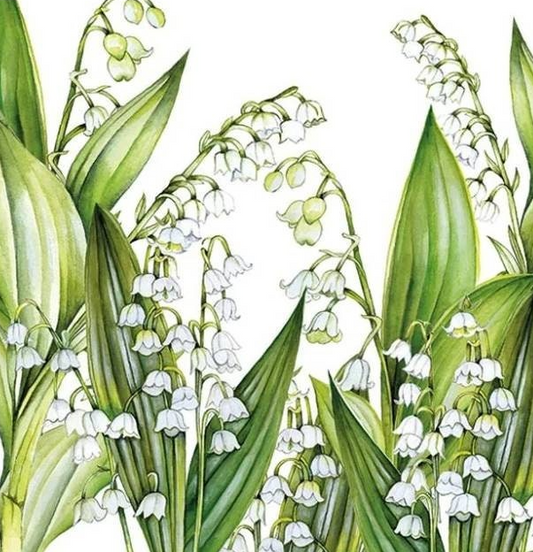a painting of lily of the valley flowers