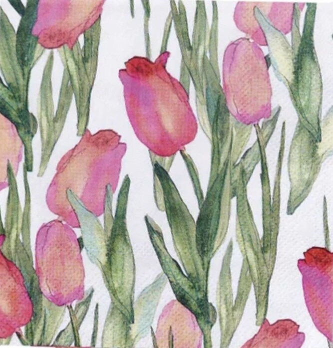 Tulip Flower Paper Napkin - Cocktail Size