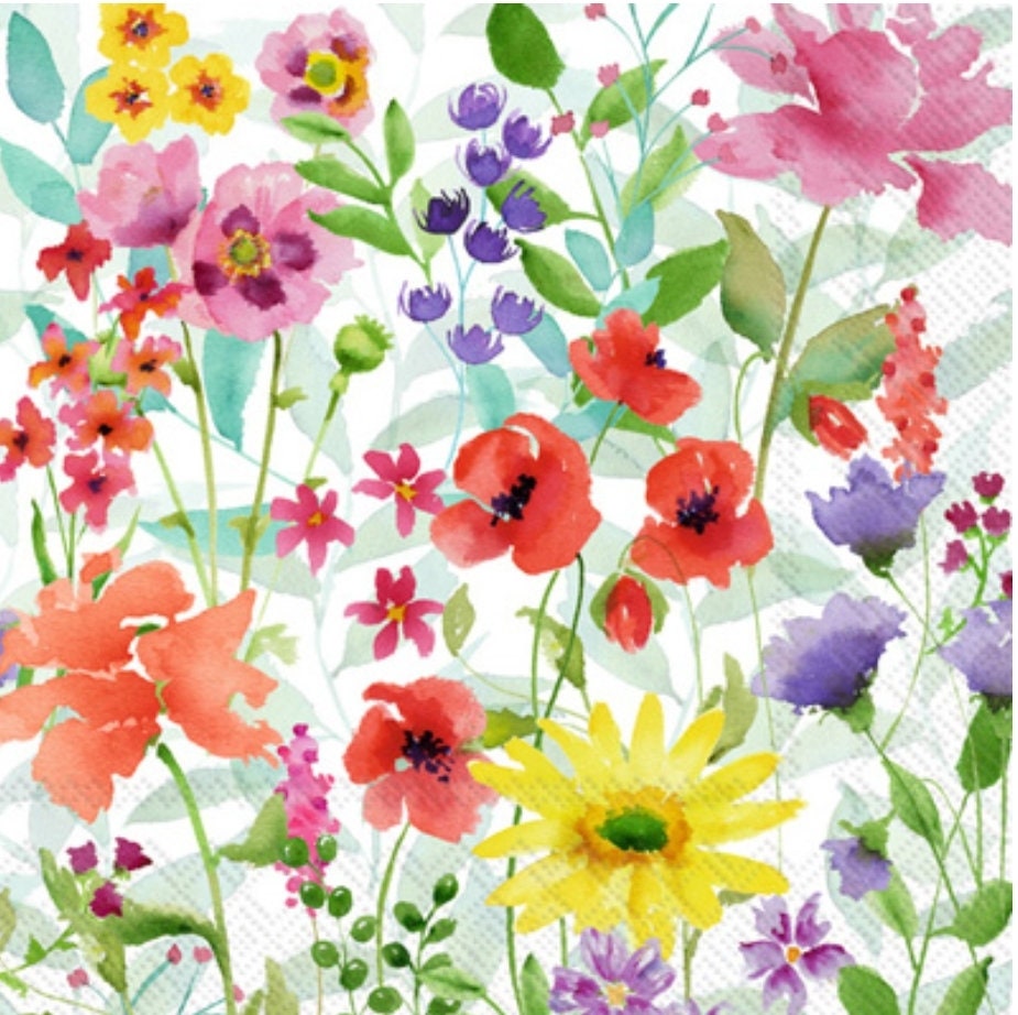 Summer Flowers Paper Napkin - Cocktail Size