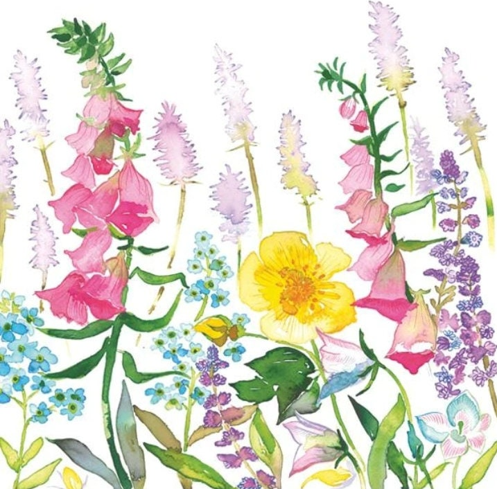 a painting of a bunch of flowers on a white background