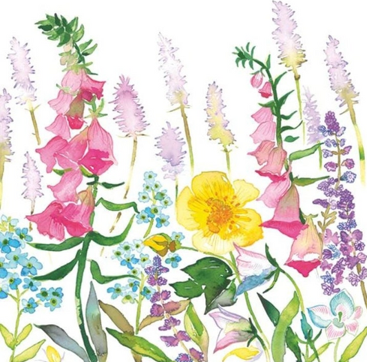 a painting of a bunch of flowers on a white background