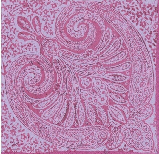 Pink Paisley Paper Napkin - Cocktail Size