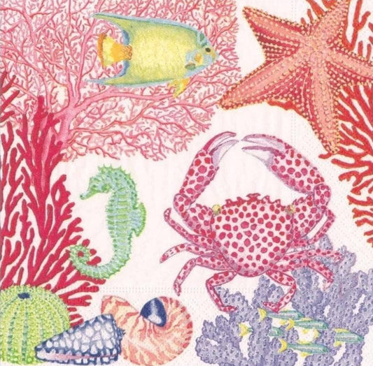 Ocean Crab Paper Napkin - Cocktail Size